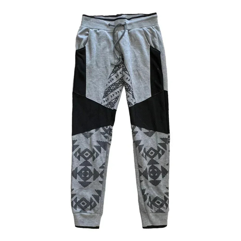 F.U.S.A.I Athletic Gray Geo Print Moto Men's Joggers M